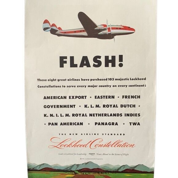 Vintage 1945 Lockheed Constellation Flash Ad Advertisement - Picture 2 of 4